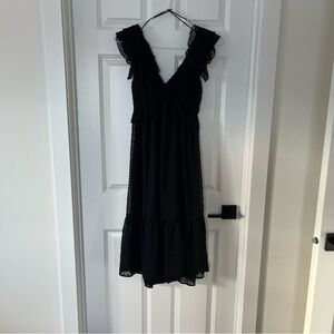Audrey Parks X Francesca’s New With Tags Black Keyhole Ruffle Dress Size Medium